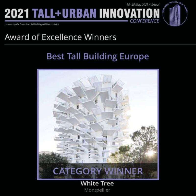 2021 CTBUH — Best Tall Building under 100m, Award of Excellence (Arbre Blanc)