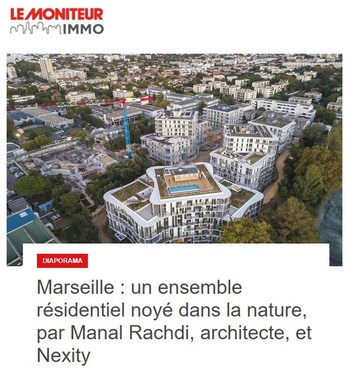 LE MONITEUR: Marseille, a residential complex immersed in nature