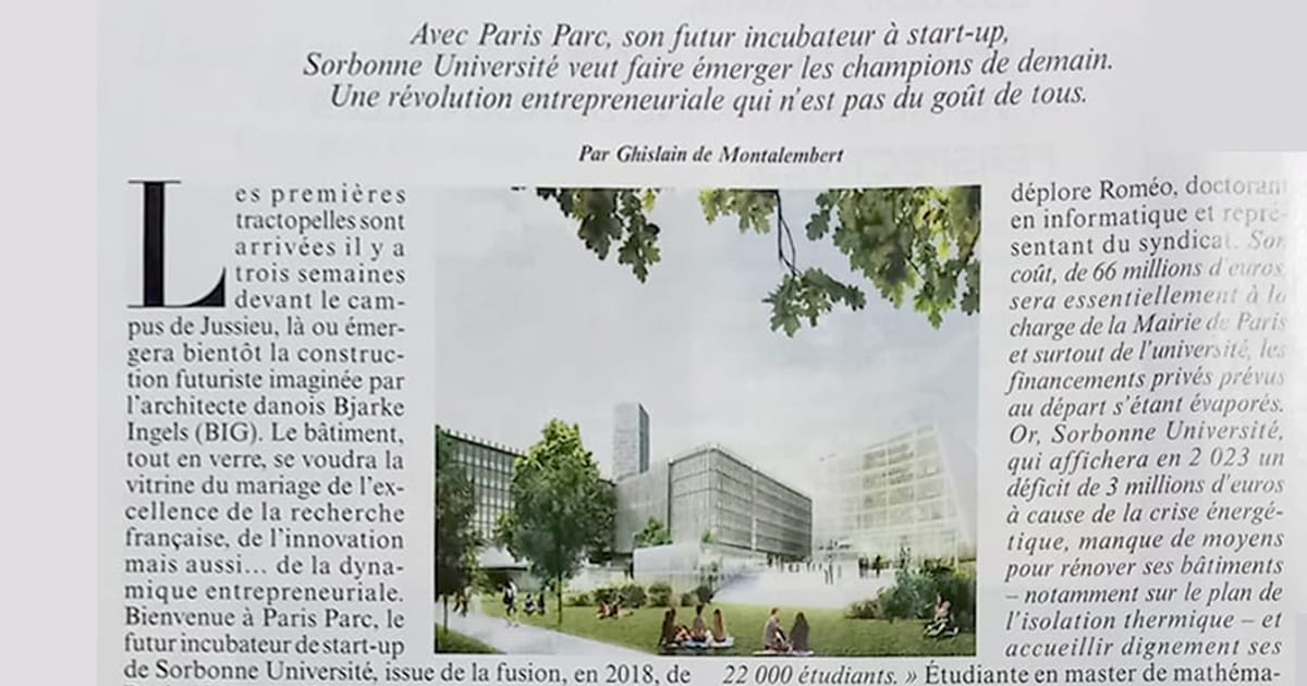Parution dans Le Figaro, Cité de l'innovation Sorbonne Université